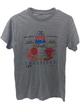 Vintage Chicago Bulls T Shirt Women's Small Gray 1993 Finals Phoenix Suns NBA